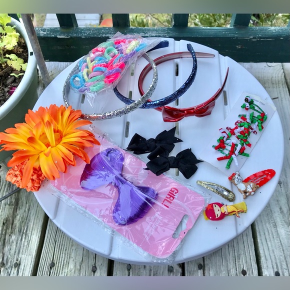 Lot GYMBOREE HARAJUKU HaIr Barrett Headbands Clips Purple Fake Hair Piece - Picture 1 of 10